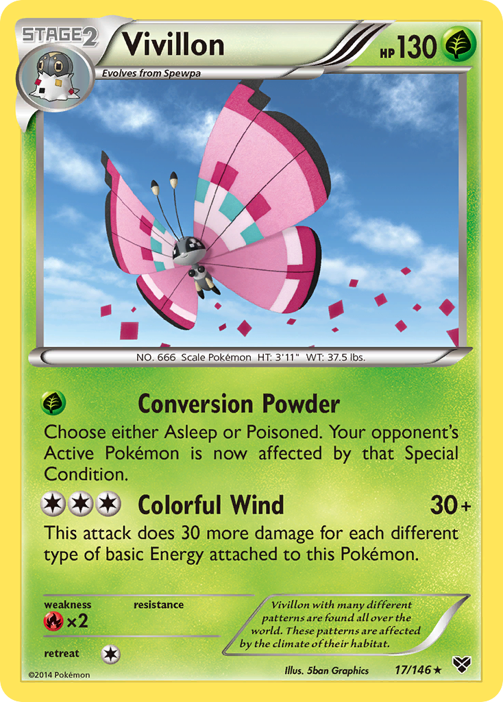 Vivillon (17/146) (Meadow Form/Pink Wings) [XY: Base Set] | Good Games Adelaide SA
