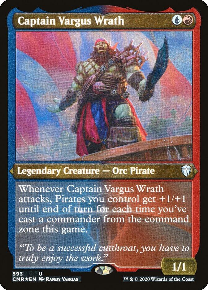 Captain Vargus Wrath Foil Etched 593 (Commander Legends)  - Foil | Good Games Adelaide SA