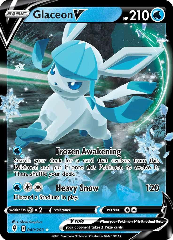 Glaceon V (040/203) [Sword & Shield: Evolving Skies] | Good Games Adelaide SA
