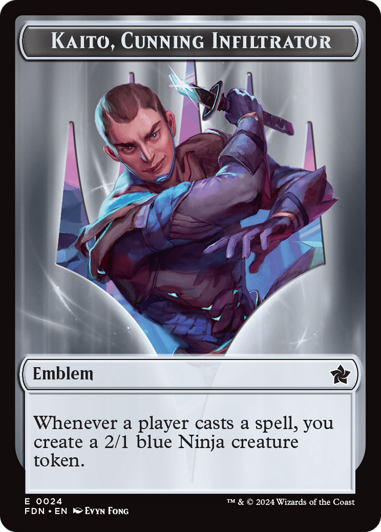 Emblem - Kaito, Cunning Infiltrator // Ninja Doubled-Sided Token [Foundations Tokens] | Good Games Adelaide SA