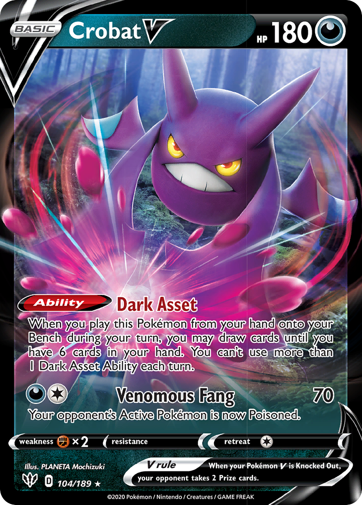 Crobat V (104/189) [Sword & Shield: Darkness Ablaze] | Good Games Adelaide SA