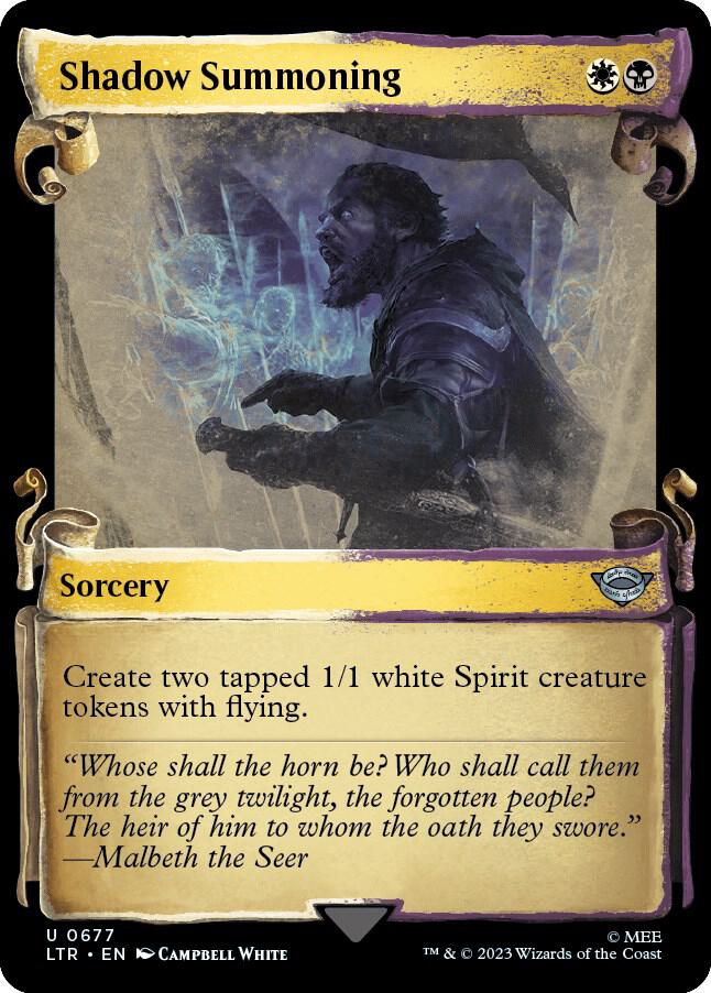 Shadow Summoning 677 (Universes Beyond: The Lord of the Rings: Tales of Middle-earth)  - Showcase Scroll Foil | Good Games Adelaide SA