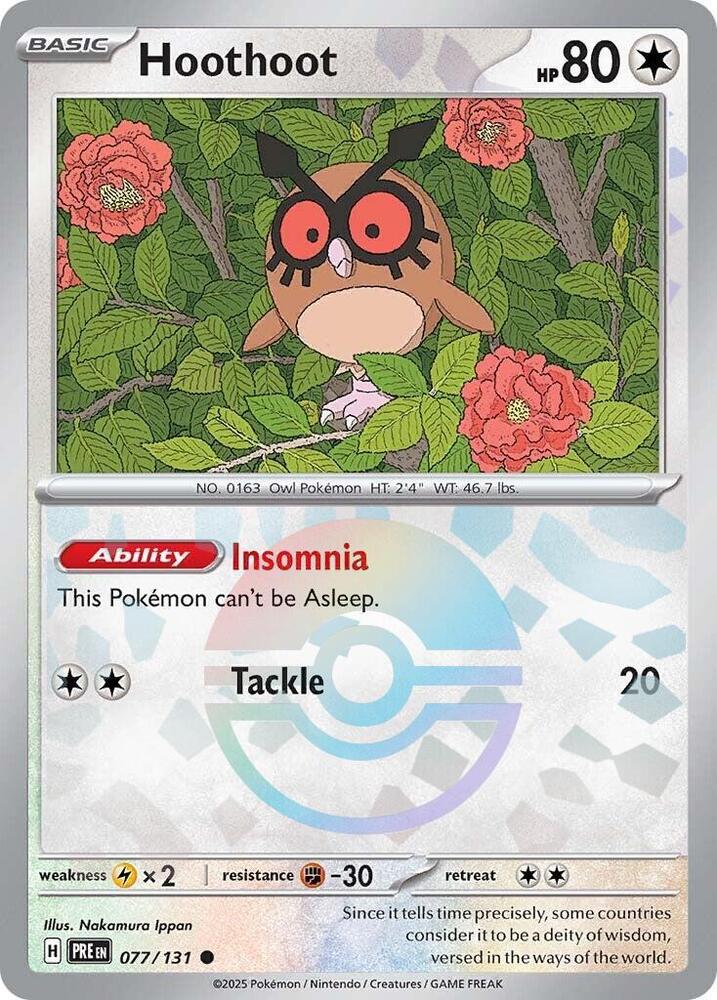 Hoothoot (077/131) (Poke Ball Pattern) [Scarlet & Violet: Prismatic Evolutions] | Good Games Adelaide SA