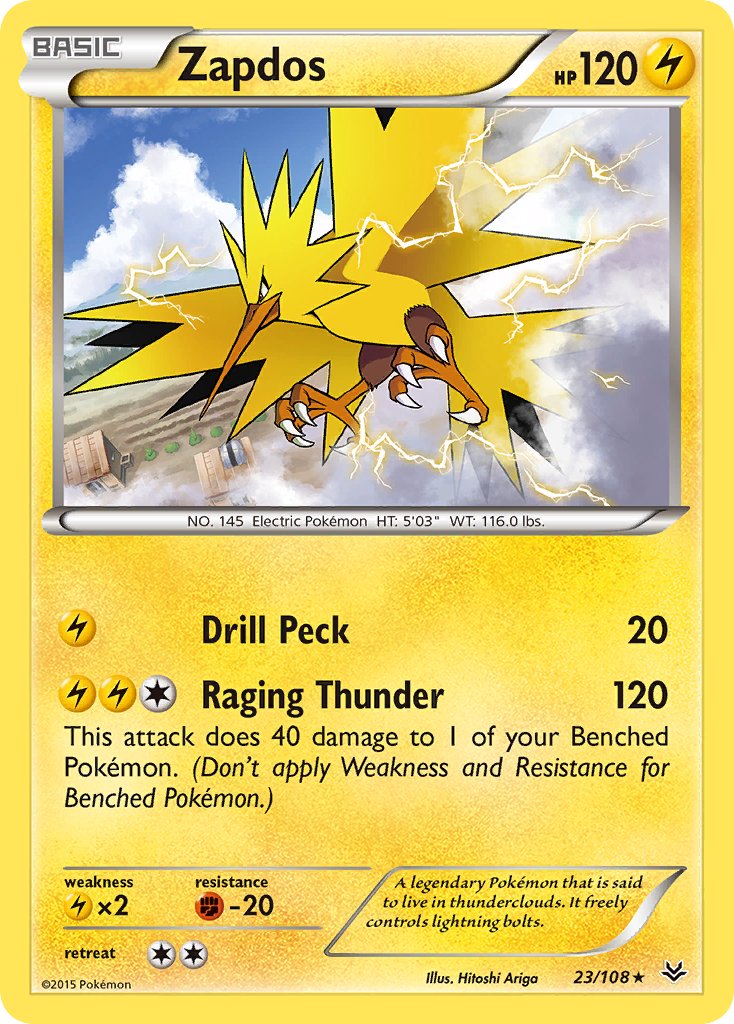 Zapdos(23/108) (Theme Deck Exclusive) [XY: Roaring Skies] | Good Games Adelaide SA