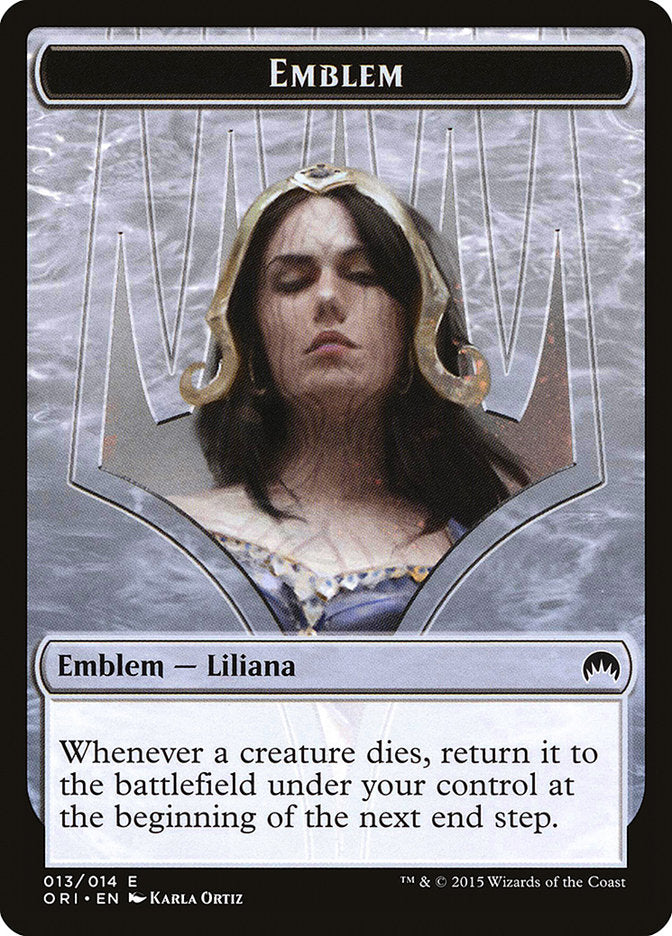 Emblem - Liliana, Defiant Necromancer [Magic Origins Tokens] | Good Games Adelaide SA