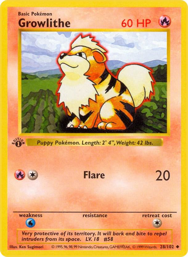 Growlithe 028/102 (Base Set (Shadowless))  - 1st Edition | Good Games Adelaide SA