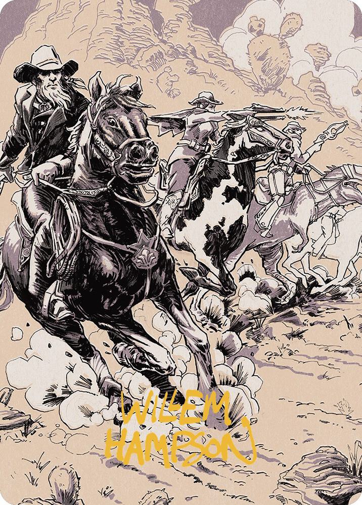 Overwhelming Forces Art Card Gold Stamped Signature 40 (Art Series: Outlaws of Thunder Junction)  | Good Games Adelaide SA