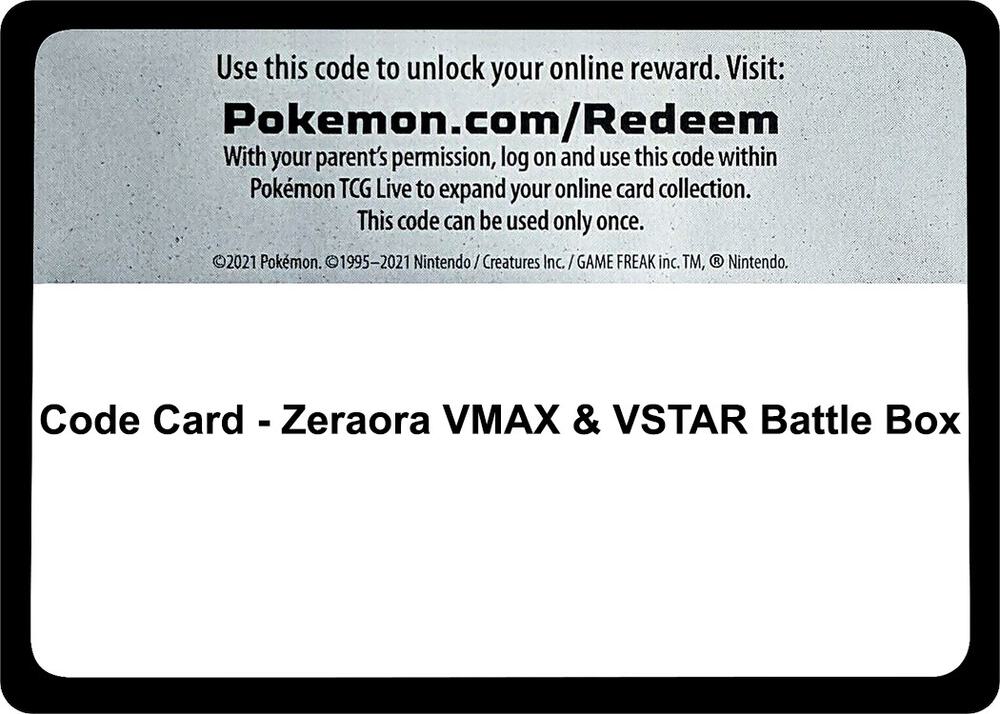 Code Card Zeraora VMAX and VSTAR Battle Box  (Miscellaneous Cards & Products)  | Good Games Adelaide SA