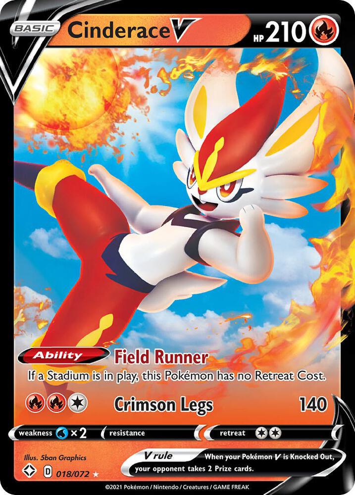 Cinderace V 018/072 (Shining Fates)  - Holofoil | Good Games Adelaide SA