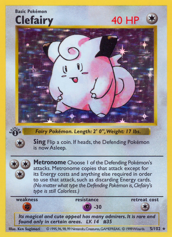 Clefairy (5/102) (Shadowless) [Base Set 1st Edition] | Good Games Adelaide SA