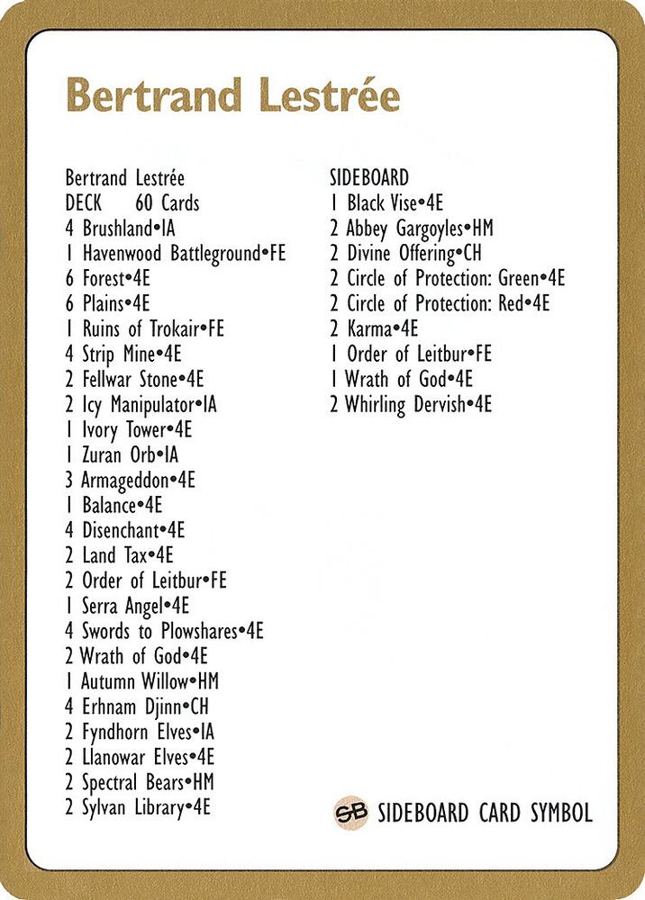 1996 Bertrand Lestree Decklist Card  (World Championship Decks)  | Good Games Adelaide SA