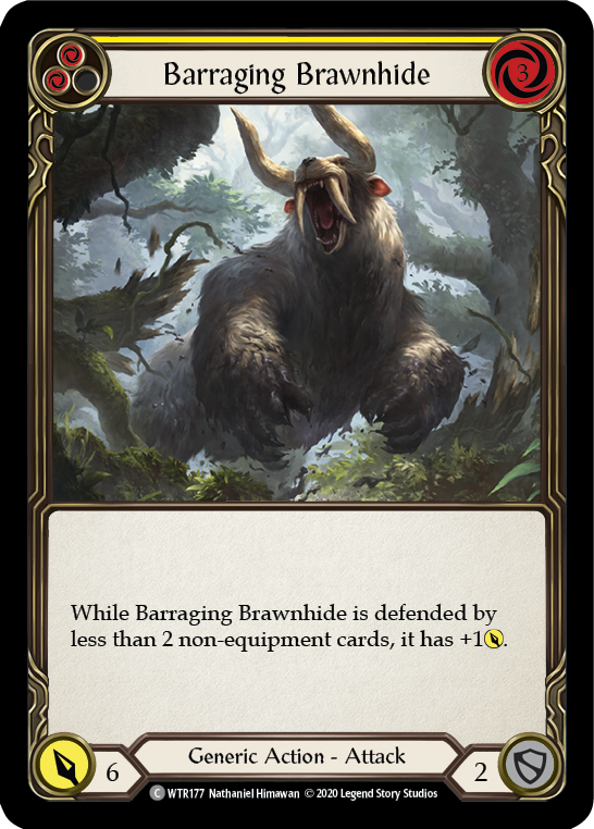 Barraging Brawnhide (Yellow) [U-WTR177] Unlimited Rainbow Foil | Good Games Adelaide SA