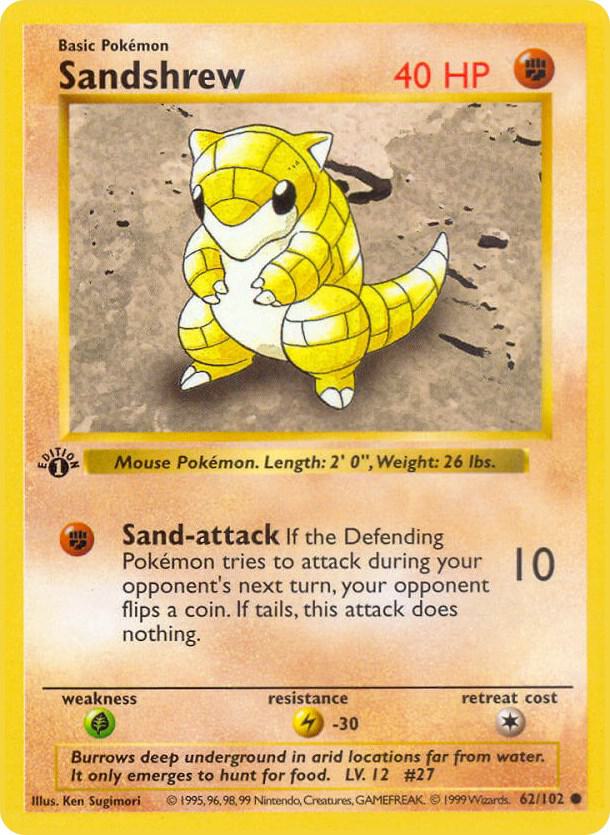 Sandshrew 062/102 (Base Set (Shadowless))  - 1st Edition | Good Games Adelaide SA