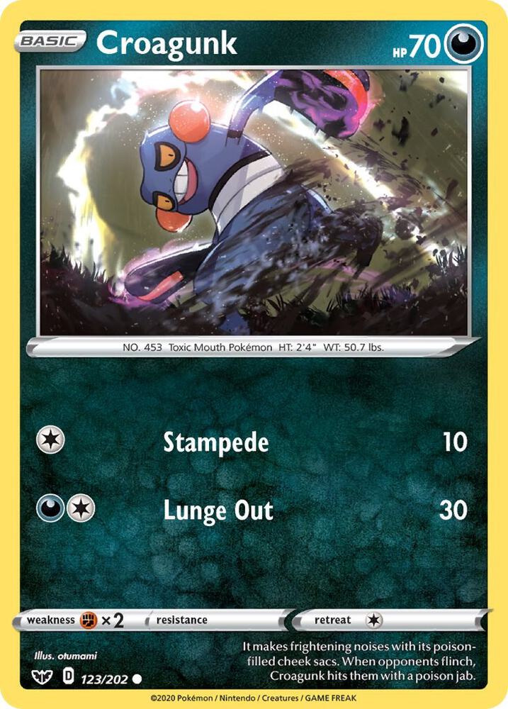 Croagunk 123/202 (SWSH01: Sword & Shield Base Set)  | Good Games Adelaide SA