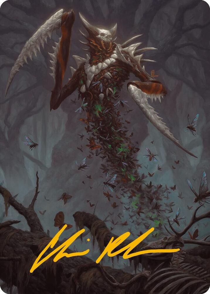 Grist the Plague Swarm Art Card Gold Stamped Signature 18 (Art Series: Modern Horizons 3)  | Good Games Adelaide SA