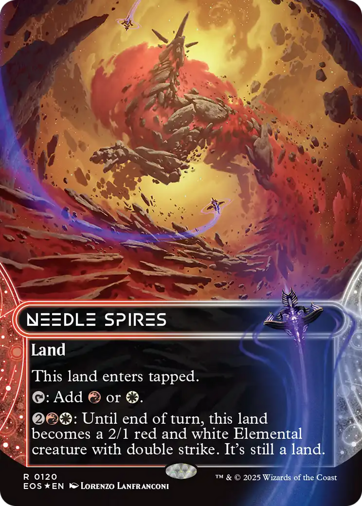 Needle Spires (0120) (Borderless) (Galaxy Foil) [Edge of Eternities: Stellar Sights] | Good Games Adelaide SA