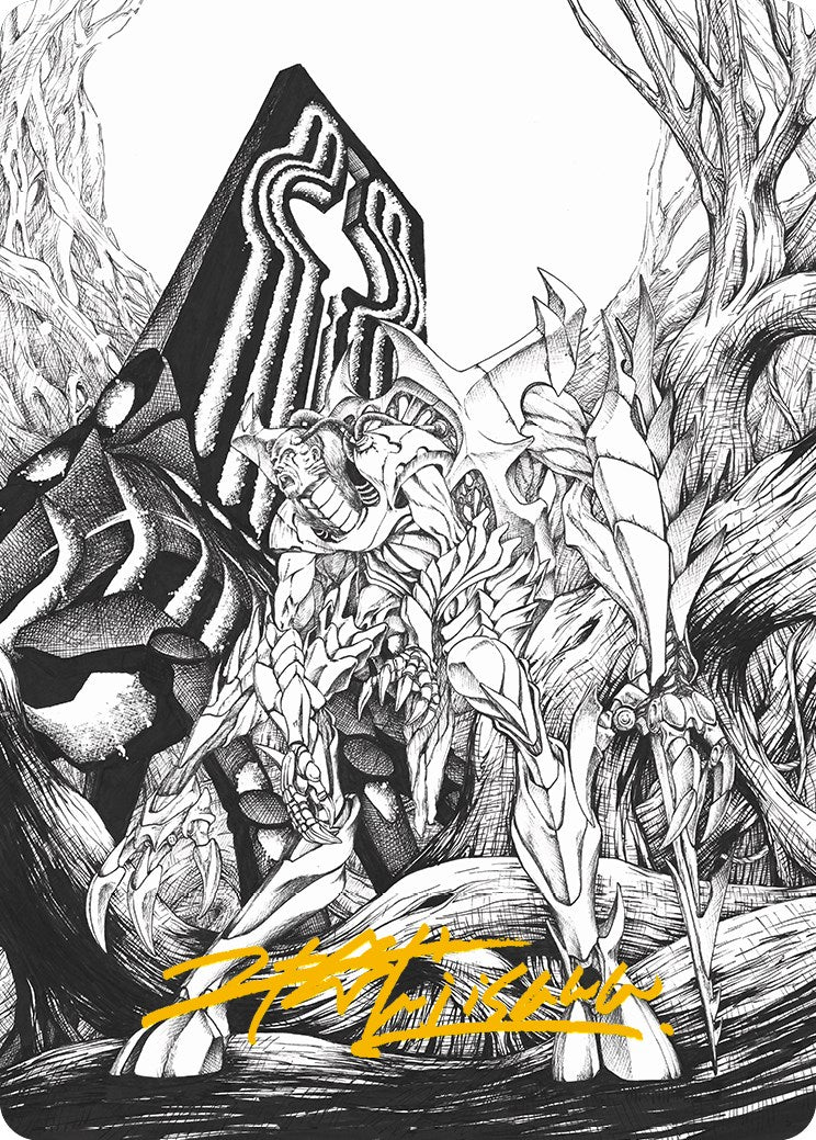 Lukka, Bound to Ruin Art Card (Gold-Stamped Signature) [Phyrexia: All Will Be One Art Series] | Good Games Adelaide SA