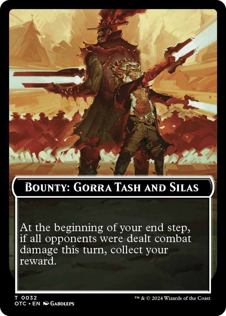 Bounty: Gorra Tash and Silas // Bounty Rules Double-Sided Token [Outlaws of Thunder Junction Commander Tokens] | Good Games Adelaide SA