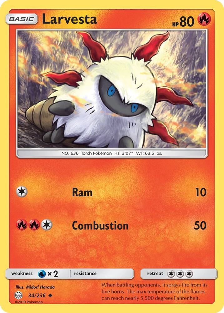 Larvesta 34/236 (SM - Cosmic Eclipse)  | Good Games Adelaide SA