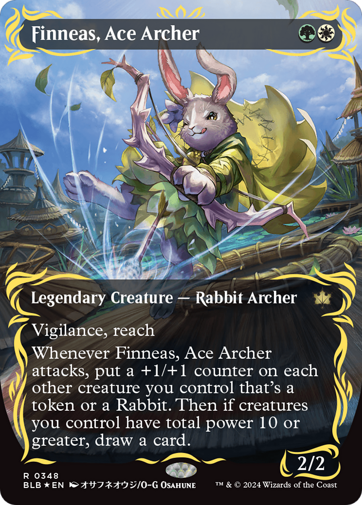 Finneas, Ace Archer (Borderless) (Raised Foil) [Bloomburrow] | Good Games Adelaide SA