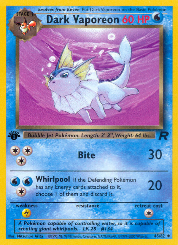 Dark Vaporeon (45/82) [Team Rocket 1st Edition] | Good Games Adelaide SA
