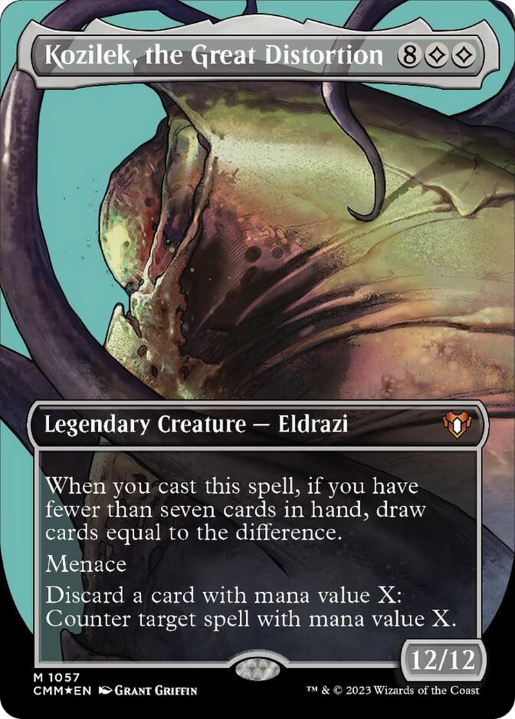 Kozilek, the Great Distortion (Borderless Textured Foil Frame Break) [Commander Masters] | Good Games Adelaide SA