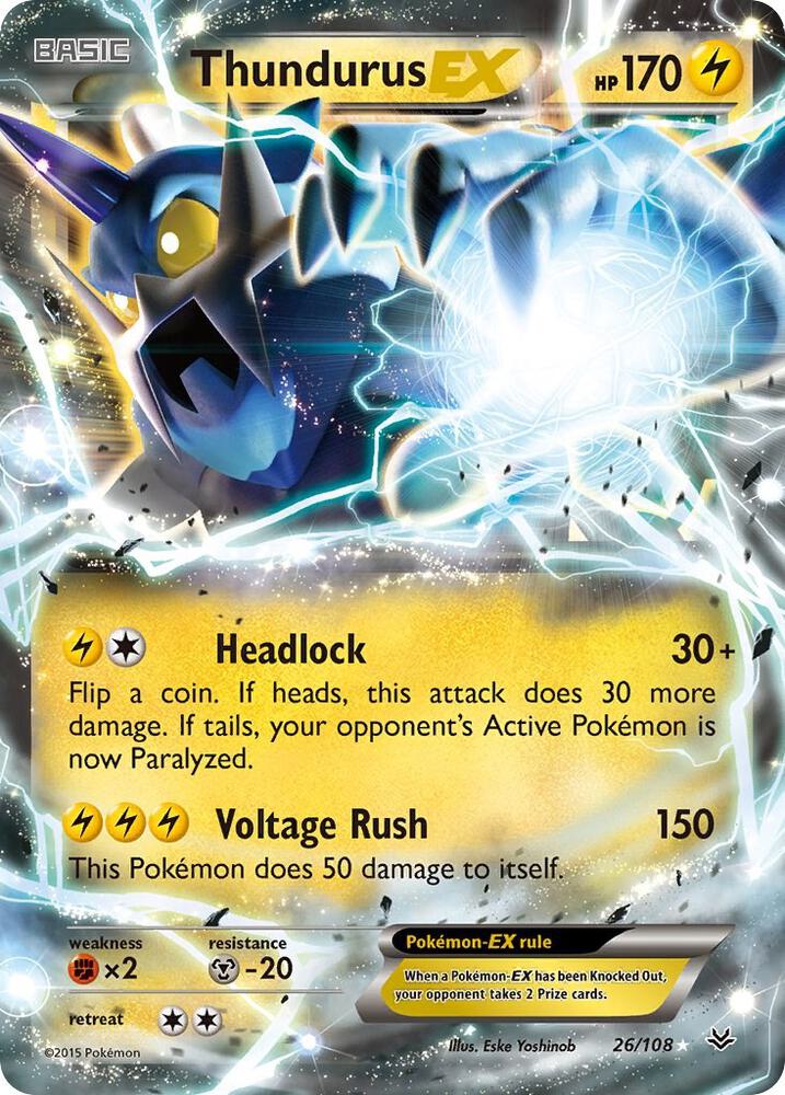 Thundurus EX 26/108 (XY - Roaring Skies)  - Holofoil | Good Games Adelaide SA