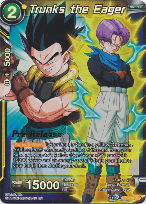 Trunks the Eager (BT10-109) [Rise of the Unison Warrior Prerelease Promos] | Good Games Adelaide SA