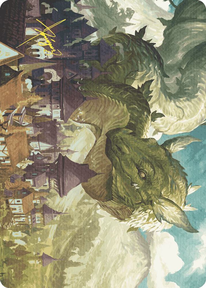 Beanstalk Wurm Art Card Gold Stamped Signature 23 (Art Series: Wilds of Eldraine)  | Good Games Adelaide SA