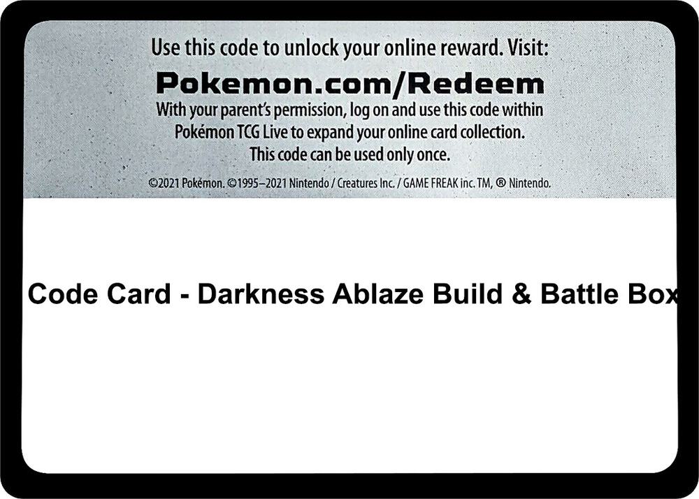 Code Card Darkness Ablaze Build and Battle Box  (SWSH03: Darkness Ablaze)  | Good Games Adelaide SA