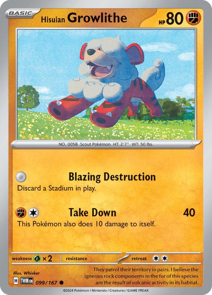 Hisuian Growlithe 099/167 (SV06: Twilight Masquerade)  | Good Games Adelaide SA