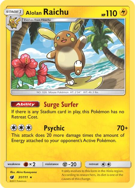 Alolan Raichu 31/111 (SM - Crimson Invasion)  - Holofoil | Good Games Adelaide SA