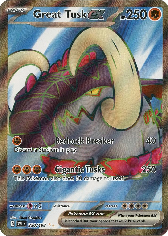 Great Tusk ex 230 198 230/198 (SV01: Scarlet & Violet Base Set)  - Holofoil | Good Games Adelaide SA