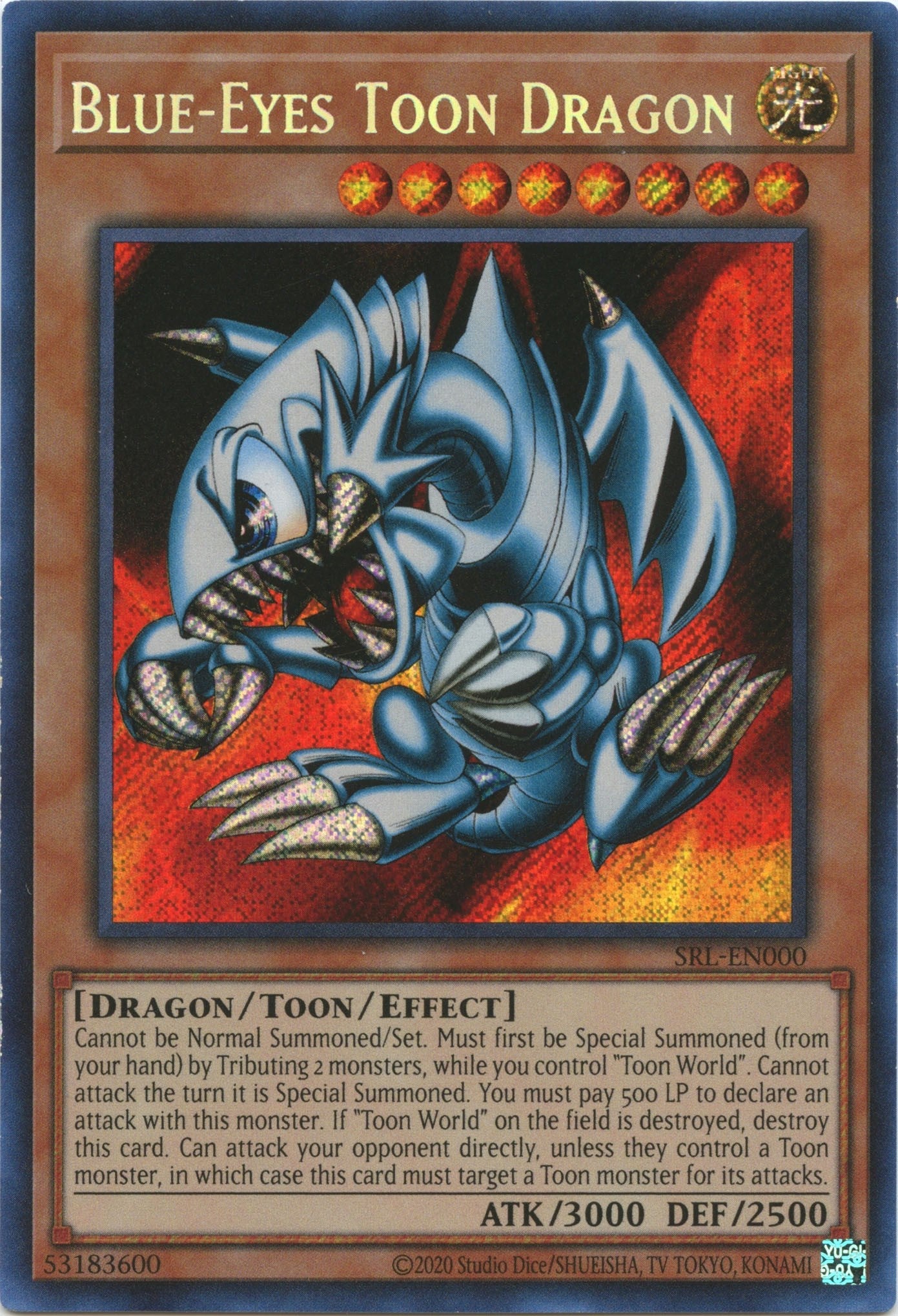 Blue-Eyes Toon Dragon (25th Anniversary) [SRL-EN000] Secret Rare | Good Games Adelaide SA