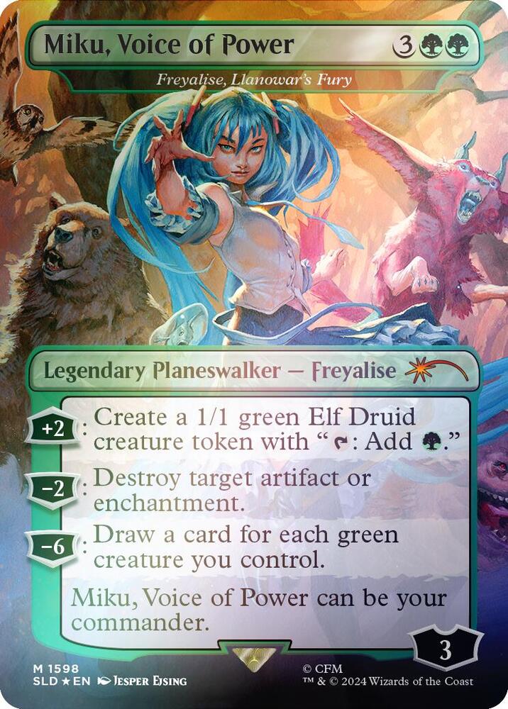 Miku Voice of Power Freyalise Llanowars Fury Rainbow Foil 1598 (Secret Lair Drop Series)  - Foil | Good Games Adelaide SA