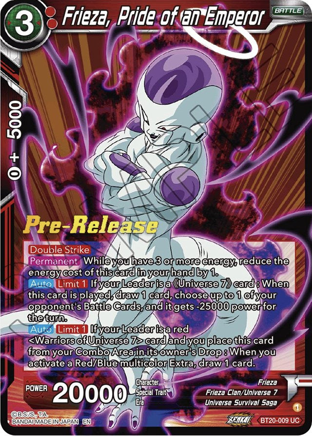 Frieza, Pride of an Emperor (BT20-009) [Power Absorbed Prerelease Promos] | Good Games Adelaide SA