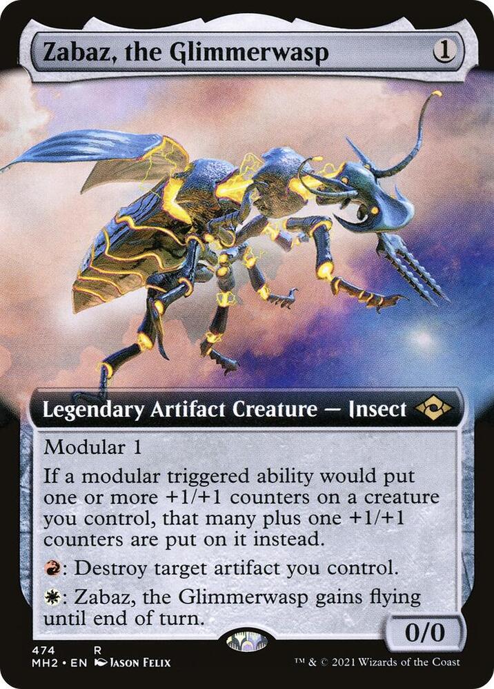 Zabaz the Glimmerwasp Extended Art 474 (Modern Horizons 2)  - Foil | Good Games Adelaide SA