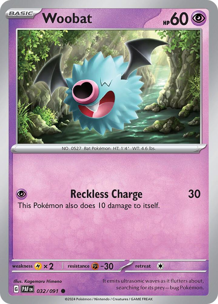 Woobat 032/091 (SV: Paldean Fates)  - Reverse Holofoil | Good Games Adelaide SA