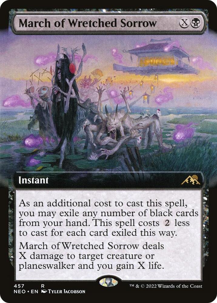 March of Wretched Sorrow 457 (Kamigawa: Neon Dynasty)  - Extended Art Foil | Good Games Adelaide SA