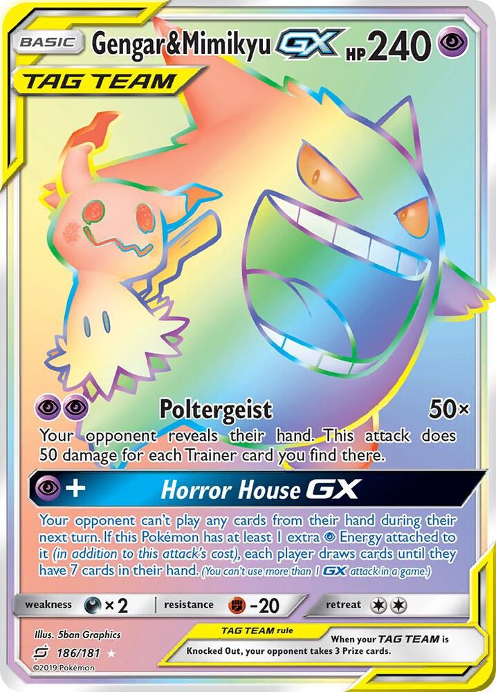 Gengar and Mimikyu GX Secret 186/181 (SM - Team Up)  - Holofoil | Good Games Adelaide SA