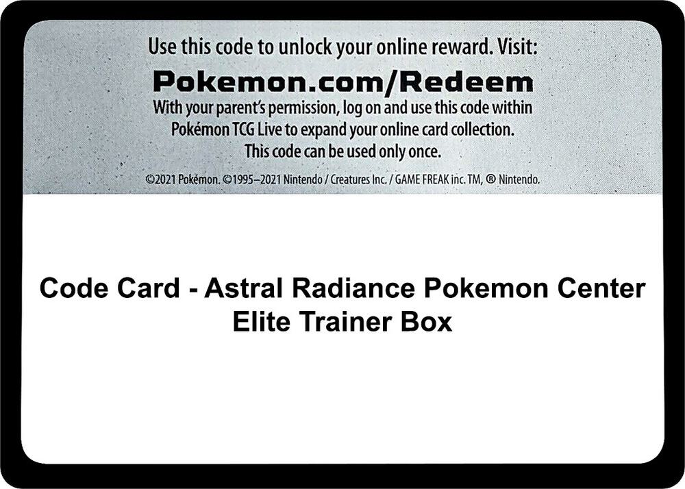 Code Card Astral Radiance Pokemon Center Elite Trainer Box  (SWSH10: Astral Radiance)  | Good Games Adelaide SA