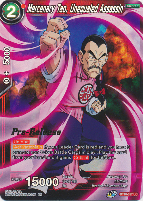 Mercenary Tao, Unequaled Assassin (BT10-027) [Rise of the Unison Warrior Prerelease Promos] | Good Games Adelaide SA
