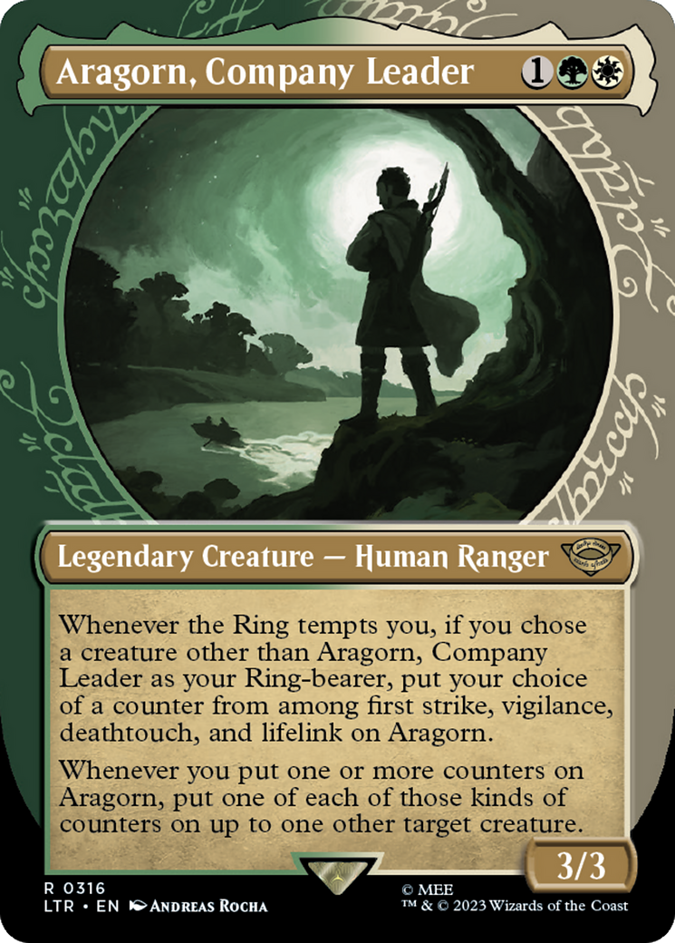 Aragorn, Company Leader (Showcase Ring Frame) (Borderless) [The Lord of the Rings: Tales of Middle-Earth] | Good Games Adelaide SA