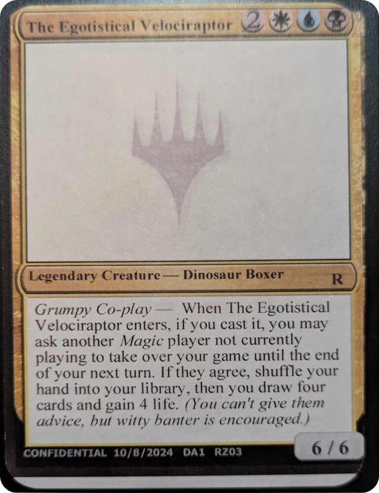 The Egotistical Velociraptor  (Un-Known Event Playtest Cards)  | Good Games Adelaide SA