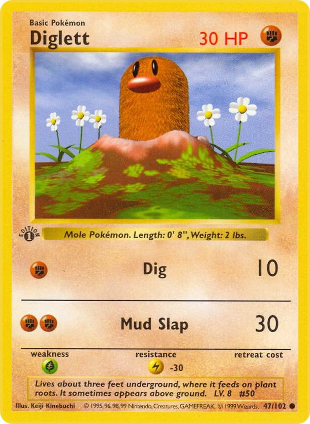 Diglett 047/102 (Base Set (Shadowless))  - 1st Edition | Good Games Adelaide SA