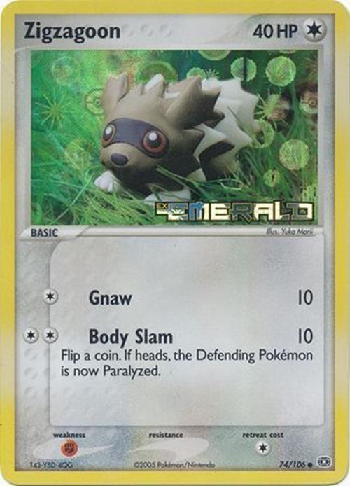 Zigzagoon (74/106) (Stamped) [EX: Emerald] | Good Games Adelaide SA