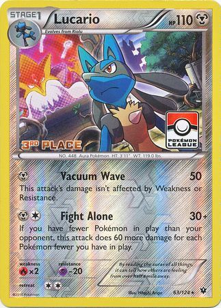 Lucario (63/124) (League Promo 3rd Place) [XY: Fates Collide] | Good Games Adelaide SA