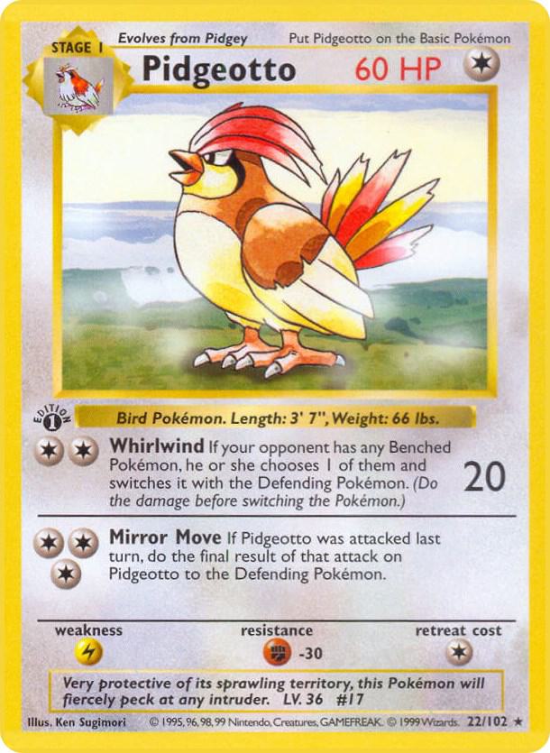 Pidgeotto 022/102 (Base Set (Shadowless))  - 1st Edition | Good Games Adelaide SA