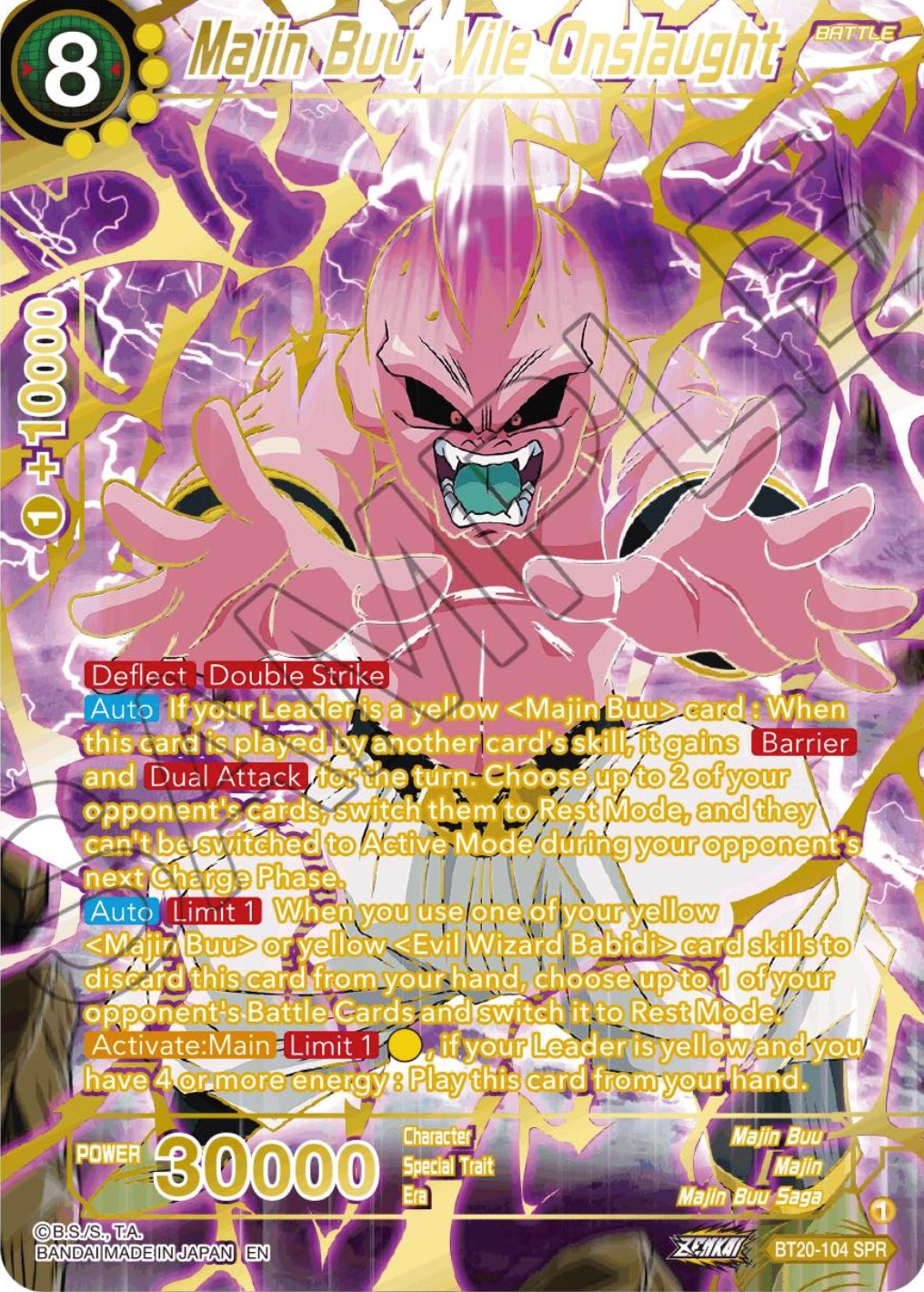 Majin Buu, Vile Onslaught (SPR) (BT20-104) [Power Absorbed] | Good Games Adelaide SA
