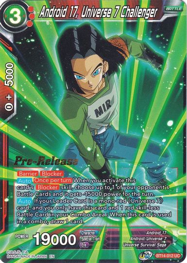 Android 17, Universe 7 Challenger (BT14-012) [Cross Spirits Prerelease Promos] | Good Games Adelaide SA